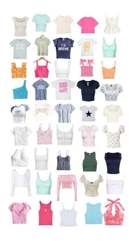 Tops Shuffle, Cute Tops For The Beach, Cute Tops Preppy, Beach Aesthetic Clothing, Summer Outfits And Where To Buy Them, Cute Beach Tops, Summer Clothing Brands, Preppy Tops For School, Where To Get Cute Tops