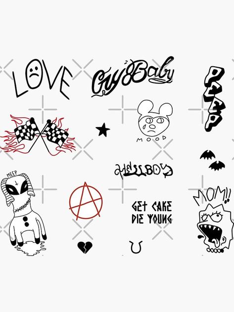 Lil Peep Stickers, Lil Peep Tattoo, Peep Tattoo, Lil Peep Merch, Hellboy Tattoo, Stick Tattoo, Tatoo Inspiration, Grunge Tattoo, Graffiti Tattoo