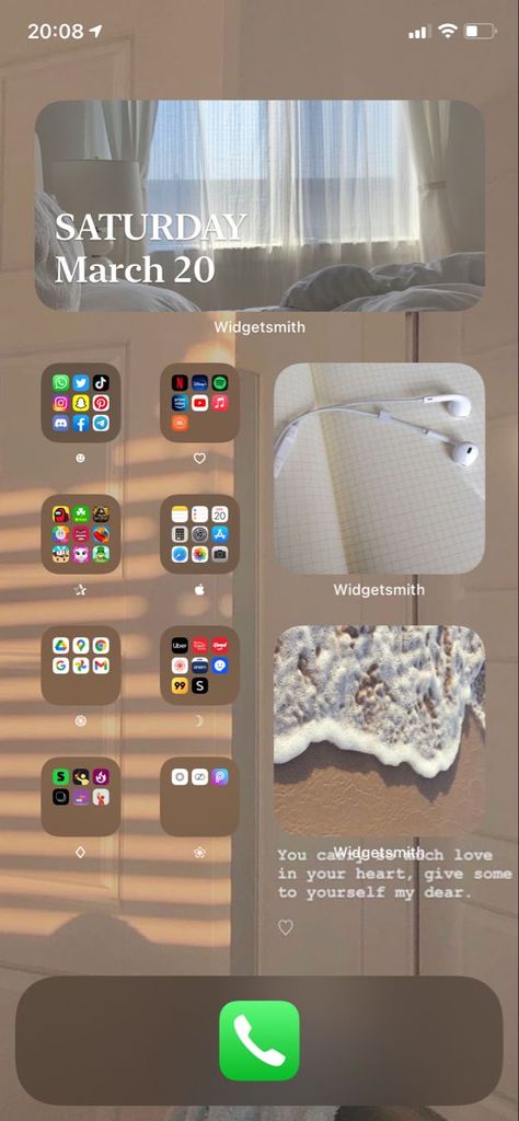 Organized Home Screen Iphone, Home Screen Ideas Iphone, Phone Organization Home Screen, Home Screen Layout Iphone, Widgetsmith Ideas, Icona Ios, Phone Apps Iphone, Organize Phone Apps, Iphone Home Screen