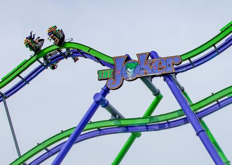 The Joker Free-Fly Coaster is the name of four spinning roller coasters currently operating at four Six Flags amusement parks in the United States, those being Six Flags Great Adventure, Six Flags Great America, Six Flags Over Texas and Six Flags New England. Six Flags Great America, Six Flags Magic Mountain, 6 Flags Theme Park, Six Flags Great Adventure, Six Flags Over Texas, Amusement Park Roller Coaster, Rock N Roller Coaster, Great America, Six Flags