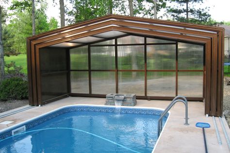 AquaSun Retractable Pool Enclosures for Residential/Commercial - Stoett Retractable Pool Cover, Pool Screen Enclosure, Small Indoor Pool, Swimming Pool Enclosures, Screened Pool, Indoor Pool Design, Piscina Interior, House Pool, Pool Enclosures