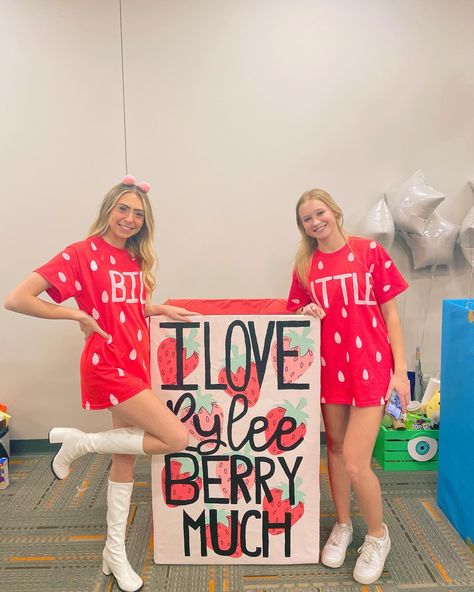 Berry Big Little Reveal, Big Sis Lil Sis Reveal Ideas Cheer, Strawberry Big Little Reveal, Bigs And Littles Ideas, Big Little Signs, Big And Little Themes, Big Little Theme Ideas, Big Little Banner, Big Little Reveal Themes Sorority