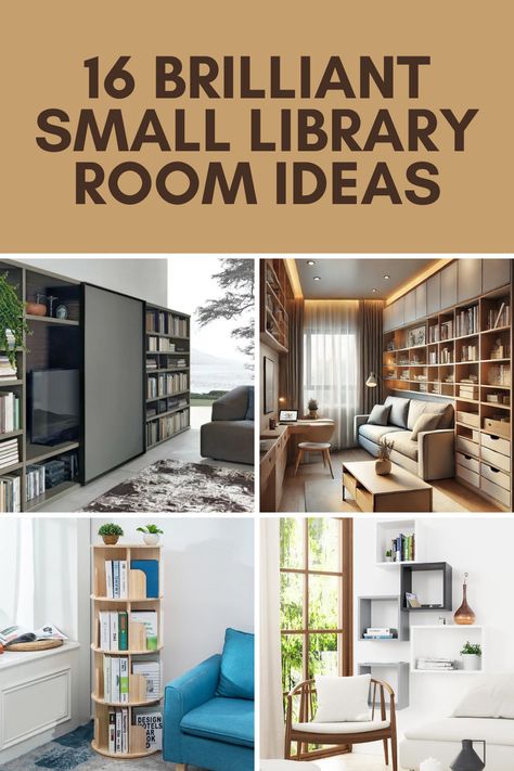 Turn any corner into a book lover's paradise with these space-saving library ideas. From glass-fronted shelves to built-in benches with hidden storage, these designs blend practicality and style. Click to find inspiration for creating your dream small library! Bookshelf Apartment Small Spaces, Small Area Book Storage, Bookshelf In Office Small Spaces, Bookshelf In Small Space, Tiny Library Ideas, Reading Corner With Shelves, Library For Small Spaces, Small House Book Storage, Closet Library Nook