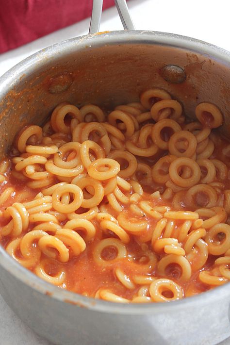 Homemade Spaghettios - Eat. Drink. Love. Pasta Recipes Homemade, Homemade Spaghettios, Alphabet Pasta, Homemade Spaghetti Sauce, Vegetarian Side Dishes, Small Pasta, Easy Cooking Recipes, Recipes Homemade, Basic Recipes