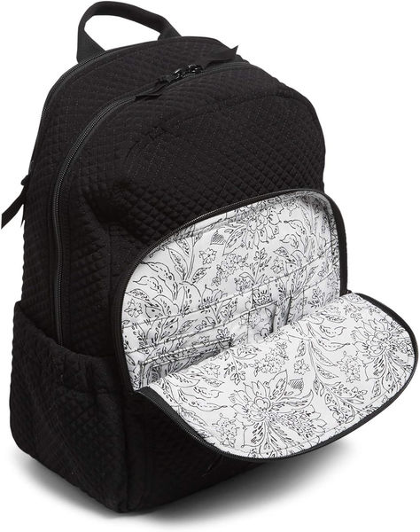 Vera Bradley Women's Microfiber Campus Backpack in Classic Black, a stylish and functional teen backpack. Vera Bradley Backpack Aesthetic, Teen Backpack, Vera Bradley Campus Backpack, Backpack Aesthetic, Vera Bradley Backpack Campus, Aesthetic Backpack, Campus Backpack, Women In Black, Backpack For Teens