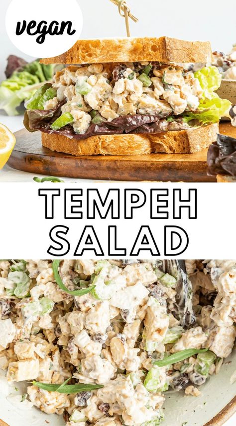 Tempeh Salad, Vegan Chicken Salad, Classic Chicken Salad, I Lost 100 Pounds, Marinated Tempeh, Baked Tempeh, Tempeh Recipes, Vegan Chicken, Healthy Vegan Breakfast