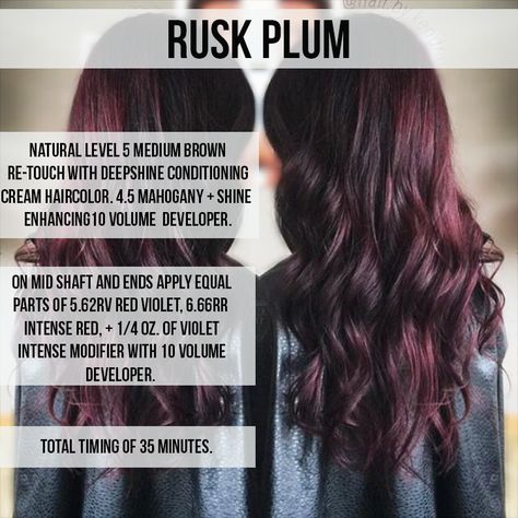 PLUM(p) up your hair with great waves and amazing color. Plum Hair Color Formula, Plum Hair Color, Pelo Color Borgoña, Violet Hair Colors, Hair Levels, Hair Color Plum, Plum Hair, Redken Hair Products, Hair Color Formulas