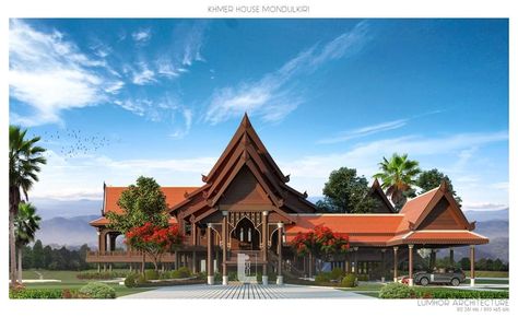 Khmer Restaurant Design, Khmer House, Woods House, Asian Architecture, Design Building, Exhibition Stand Design, Wood House, Thai Restaurant, Girly Shoes