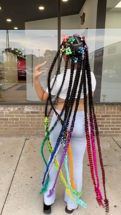 It's giving main character😚Watch me do Rainbow Barbie Braids! #shorts #b... Stitch Braided Hairstyles, Barbie Braids Hairstyles, Birthday Braids Hairstyles, Colored Braided Hairstyles, Braid Ideas For Kids, Birthday Hairstyles Braids, Barbie Braids, Shorts Braids, Rainbow Barbie