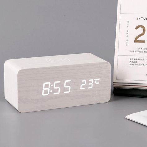 Free 2-day shipping. Buy The Most Advanced Digital Wooden Alarm Clock With Wireless Charging Function, 3 Alarm LED Displays, Multifunctional Digital Alarm Clock, Bedroom, Bedside Table, Children at Walmart.com Desk Alarm Clock, Led Alarm Clock, Sound Control, Bedroom Bedside Table, Charging Pad, Led Desk, Tabletop Clocks, Digital Thermometer, Wireless Charging Pad