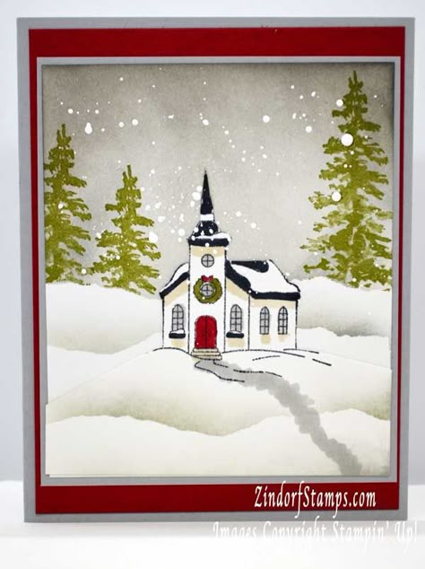 Christmas Village Card, Christmas Stampin Up Cards, Yule Tide, Card Making Ideas Easy, Homemade Holiday Cards, Stamped Christmas Cards, Create Christmas Cards, Holiday 2024, Christmas Sentiments