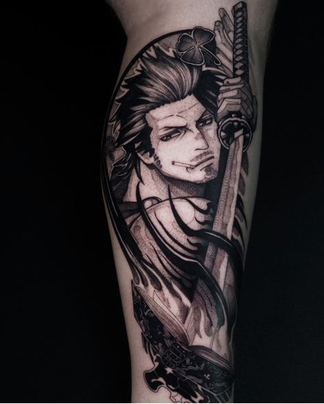 Captain Yami Tattoo, Yuno Black Clover Tattoo, Black Clover Tattoo, Yami Sukehiro, Tattoo Anime, Clover Tattoos, Anime Tattoo, Top Anime, Anime Tattoos