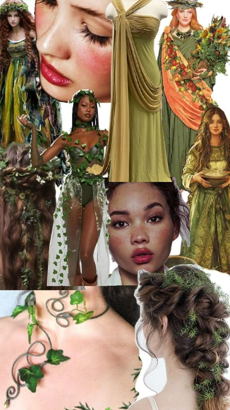 Earth Themed Dresses, Earth Element Costume Ideas, Fairygod Mother Costume, Nature Inspired Halloween Costumes, Garden Of Eden Outfit, Mother Nature And Father Time Costumes, Autumn Goddess Costume, Gaia Goddess Costume, Plant Witch Costume