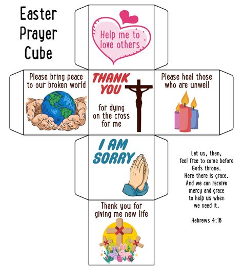 Easter Prayer Cube Printable Prayer Cube Free Printable, Cube Printable, Easter Prayer, Crafts For Easter, Easter Prayers, Printable Prayers, Prayers For Children, Kindergarten Class, Jewish History