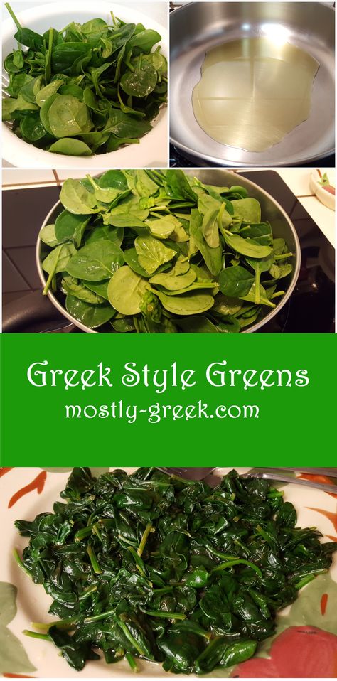 The simplest things are often the best things, especially when it comes to food.  Really, there is no need for mile-long ingredient lists or complicated instructions. This dish is classic Greek village fare, a nutrient powerhouse, and best yet, tastes amazing! #mostlygreek #greekfood #vegetables #healthyfood #healthyrecipes #spinach #veganrecipes #vegetarianrecipes Greek Spinach Recipes, Mediterranean Spinach Recipes, Gf Soup, Greek Side Dishes, Spinach Side Dish, Greek Spinach, Greek Village, Greek Foods, Japanese Theme