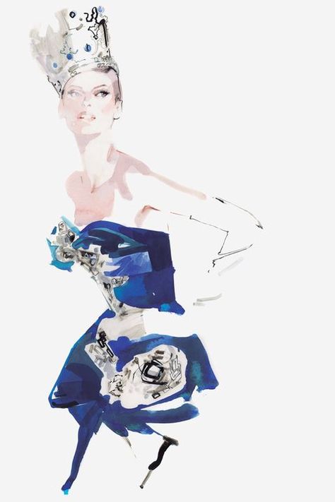 David Downton Fashion Illustration, David Downton Illustration, David Downton, Watercolor Face, Michelle Dockery, Woman Sketch, Influential Women, Fashion Illustration Sketches, Donatella Versace