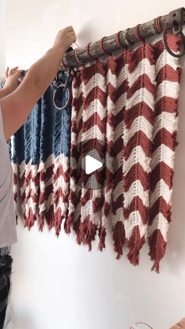 Home decor |  unique neutral boho macrame designs on Instagram: "Vintage yoke 🤝 feather American flag • • • #macrame #patrioticdecor #redwhiteandblue #american" Macrame American Flag Pattern, Macrame American Flag Tutorial, Western Macrame, Macrame American Flag, Boho American Flag, American Flag Macrame Wall Hanging Diy, Macrame Flag, Flag Macrame, Macrame Flag Wall Hangings