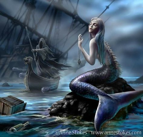 Soul Purpose by Anne Stokes. Image from Anne Stokes. Anne Stokes Art, Mermaid Artwork, Fantasy Mermaids, Anne Stokes, Siren Mermaid, Alice Madness Returns, Alice Madness, Gothic Fantasy Art, Mermaid Tattoos