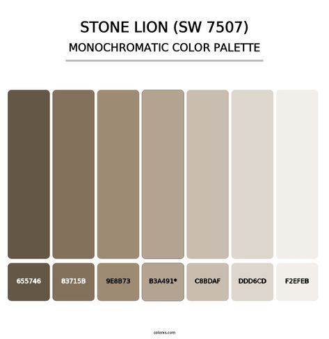 Sherwin Williams Stone Lion (SW 7507) Paint coordinating colors and palettes Sherwin Williams Stone Lion Exterior, Stone Lion Sherwin Williams Living Rooms, Stone Lion Sherwin Williams Exterior, Sw Stone Lion, Stone Lion Sherwin Williams, Sherwin Williams Stone Lion, Analogous Color Scheme, Split Complementary Colors, Rgb Color Codes