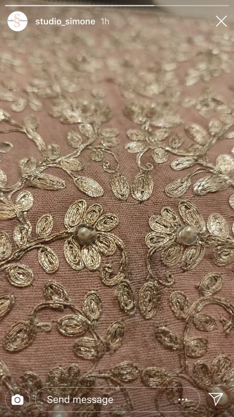 Pita Work Blouse Design, Pitta Work Embroidery Suit, Cord Work Embroidery, Luxury Fitted Blouse With Gota Work, Pitta Work Embroidery Blouse, Pita Work Embroidery, Pita Work Blouse, Fitted Embroidered Saree Fabric With Gota Work, Pitta Work Embroidery