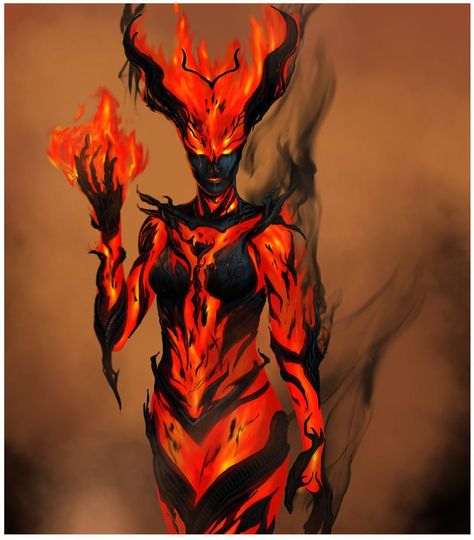 Lava Elemental Female, Lava Queen, Space Wizard, Uv Makeup, Skyrim Game, Fire Elemental, Skyrim Art, Fire Demon, Elder Scrolls Art