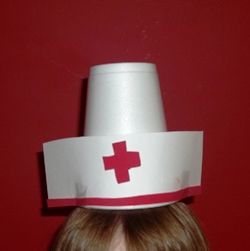 Nurse Hat Template Free Printable, Nurse Hat Craft, Doctor Hat Printable, Paper Nurse Hat Template, Diy Stethoscope Kids, Paper Cup Crafts, People Who Help Us, Nurse Art, Nurse Hat