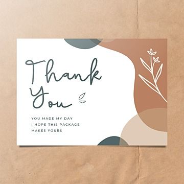 Abstract organic shape with editable text thank you business card template Kartu Nama Aesthetic, Thank You Design, Thank You Business Cards, Thank You Card Design Aesthetic, Thanks Card For Customer, Thank You Card, Thank U Card, Greetings Card Design, Greeting Card Design Templates