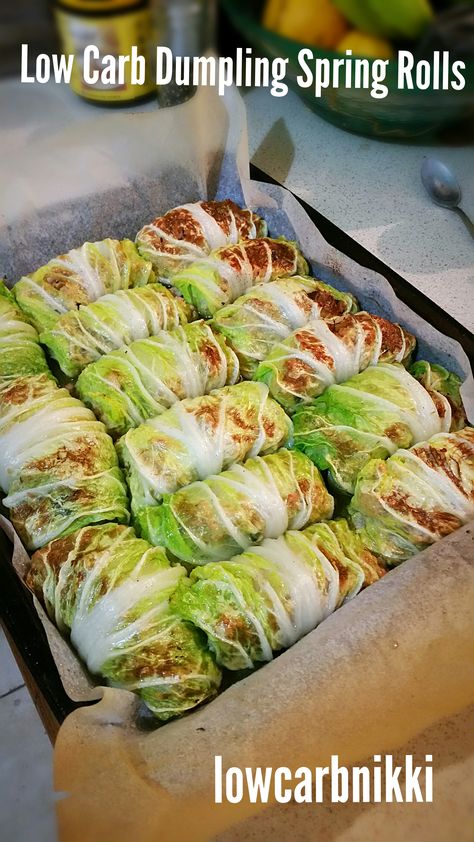 Low Carb Dumplings Recipe, Cabbage Spring Roll Recipe, Low Carb Cabbage Rolls, Cabbage Dumpling Rolls, Keto Spring Rolls, High Protein Spring Rolls, Low Carb Dumplings, Cabbage Spring Rolls, Paleo Cabbage Rolls