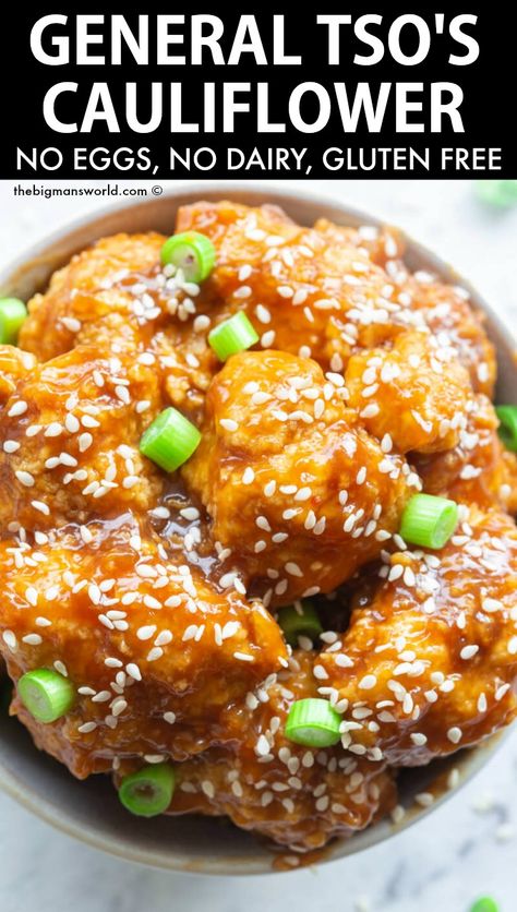 Asian Cauliflower, Battered Cauliflower, General Tso's Cauliflower, Sesame Cauliflower, Sticky Sesame Cauliflower, Cauliflower Recipes Healthy, Cauliflower Dishes, Better Than Takeout, Sweet And Spicy Sauce