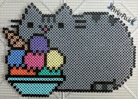 Ice Cream Pusheen by PerlerPixie Pearl Beads Pattern, Perler Art, Perler Bead Templates, Perler Crafts, Happy Belated Birthday, Bead Sprite, Melty Beads, Diy Perler Beads, Melting Beads