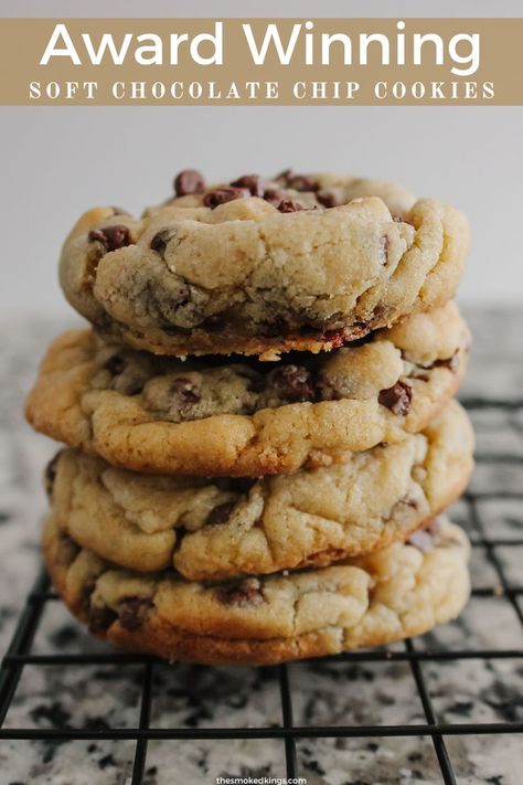 Delicious chocolate chip cookies on a cooling rack Sugar Spun Run Chocolate Chip Cookies, Chewy And Crunchy Chocolate Chip Cookies, Count Chocula Cookies, Hand Mixed Chocolate Chip Cookies, Best Peanut Butter Chocolate Chip Cookies Ever, Award Winning Baking Recipes, Think Chocolate Chip Cookies, Chocolate Chip Cookies Best Ever, Chocolate Chip Cookies Recipe Light And Cakey