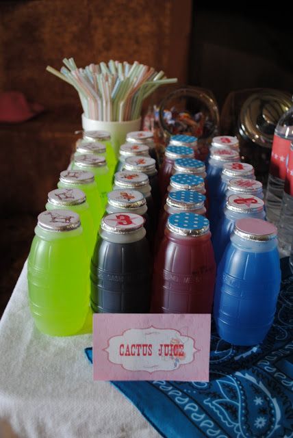 Western Snacks, Western Vbs, Sheriff Callie Birthday Party, Sheriff Callie Birthday, Wild West Birthday, Happy 3rd Birthday, Cactus Juice, Wild West Party, Western Birthday Party