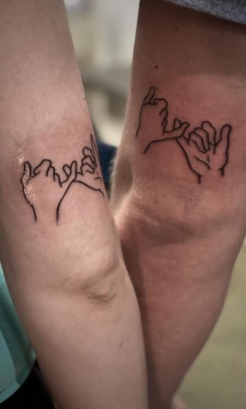 50 Trendy Couple Tattoos | Tattoos For Couples - Tattoo Me Now Butterfly Tattoos For Couples, Men Tattoos For Wife, Married Couple Matching Tattoos, Couples Simple Tattoos, Sweet Couple Tattoos, Non Cringe Couple Tattoo, Couples Tattoo Designs Meaningful, Correlating Tattoos Couples, Boyfriend And Girlfriend Tattoos Matching