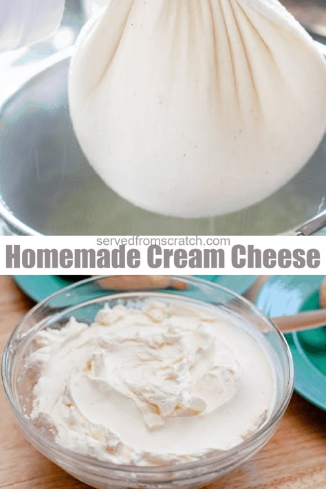 Homemade Staples, Cream Cheese Homemade, Cheese Recipes Homemade, Cheese Making Recipes, Cheese At Home, Homemade Cream Cheese, Make Cream Cheese, Vegetarian Gluten Free, Scratch Recipes