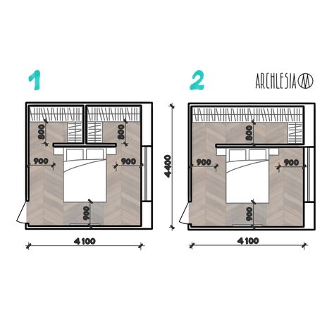 Bedroom Plan Layout, Bedroom Closet Layout, L Shaped Bedroom, Closet Behind Bed Small Spaces, Bedroom With Wardrobe, Wardrobe Behind Bed, Closet Behind Bed, Bedroom Layout Design, Architectural Floor Plans