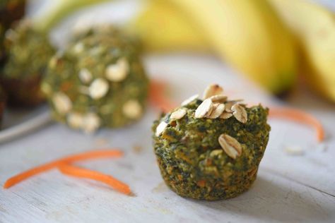 Banana Carrot Spinach Oat Muffins — Nikki Dinki Cooking Food To Freeze, Carrot Oat Muffins, Mini Banana Bread, Cauliflower Tater Tots, Christmas Pasta, Spinach Muffins, Mini Frittata, Banana Bread Ingredients, Mini Bananas