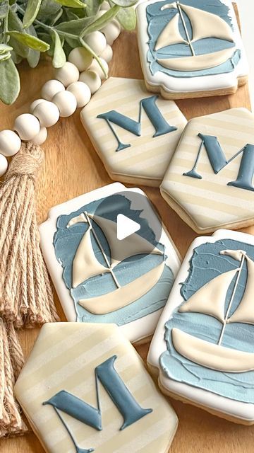 Jill Tonti | Upper St Clair/Pittsburgh, Pa on Instagram: "O C E A N B L U E S • a little cookie zen to get you through your Thursday!!" Nautical Cookies Decorated, Texture Techniques, Blue Boat, Cookie Time, Baby Cookies, Baby Shower Cookies, Baby Christening, February 1, Welcome To The Party