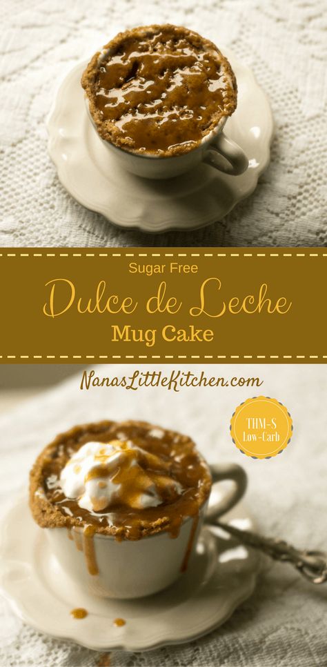 Dulce de Leche Spiced Mug Cake Caramel Mug Cake, Thm Muffins, Thm Cake, Thm Snacks, Thm Sweets, Trim Healthy Mama Dessert, Diet Desserts Recipes, Microwave Cake, Mug Cake Microwave