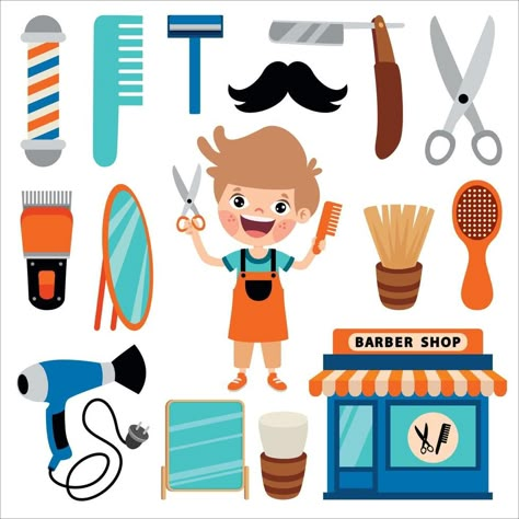 Set Of Various Barber Elements Community Workers, Community Helper, Flashcards For Kids, Advertising Illustration, Kids English, National Symbols, Classroom Crafts, Architecture Presentation, Free Clip Art