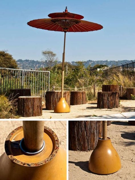 DIY Umbrella Stand Diy Umbrella Stand Outdoor, Umbrella Stand Design, Diy Umbrella, Outdoor Umbrella Stand, Creative Tutorials, The Oasis, Entryway Organization, Repurposed Items, Outdoor Umbrella