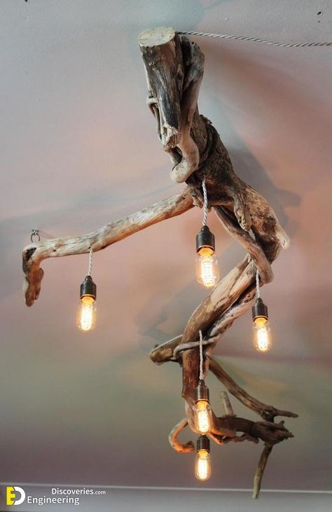 26+ Bewitching Natural Home Decor Ideas - Engineering Discoveries Chandeliers For Bedrooms, Art With Branches, Natural Chandelier, Pink House Interior, Natural Chandeliers, Branch Diy, Driftwood Chandelier, Wood Lighting, Chandelier Ideas