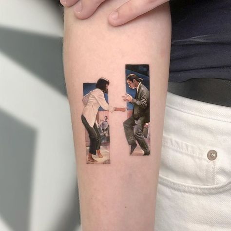 Mini-Colored-Pop-Culture-Tattoo-Kozo Pulp Fiction Tattoo, Movie Tattoo, Kunst Tattoos, Movie Tattoos, Inspiration Tattoos, Aesthetic Tattoo, Minimal Tattoo, Skin Art, Mini Tattoos