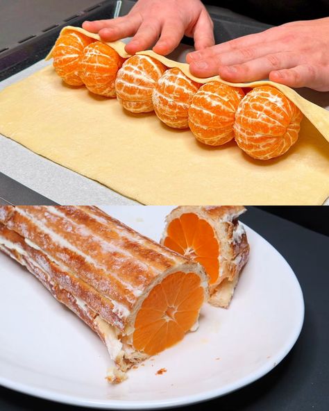 Indulge in a dessert that combines the delicate, buttery layers of puff pastry with the bright, citrusy tang of tangerines. This recipe for Tangerine Puff Pastry Dessert paired with a Refreshing Mandarin Beverage is a celebration of simplicity and flavor, designed to elevate your table with minimal effort and maximum impact. Perfect for gatherings, casual brunches, or even an afternoon treat, this combination brings together the comforting warmth of baked goods with the cool refreshment of a spa Fresh Mandarin Orange Recipes Desserts, Recipes Using Cuties Oranges, Puff Pastry Designs, Mandarin Orange Recipes, Mandarin Dessert, Orange Foods, Tangerine Recipes, Orange Recipes Dessert, Puff Pastry Dessert