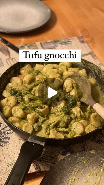 Maya // vegan recipes on Instagram: "TOFU GNOCCHI W/ BROCCOLI PESTO 🥦 

This was random dinner I threw together a few days ago but let me tell you it was SO DELICIOUS! 😋
RECIPE (3 servings, 30min prep time):
-250g potatoes
Boil until soft
-250g firm tofu
Mash together with the potatoes.
-125g flour
-50g corn starch
Salt to taste.
Knead until it forms a dough.
Cut in 4 and roll into logs.
Cut in small pieces on a floured surface and boil in salted water until they float to the top.
Broccoli pesto:
-1 head of broccoli tossed with olive oil, salt and pepper.
Roast at 200C/400F for 20mins.
Transfer half of it to a blender.
-2 Tbsp olive oil
-a handful fresh basil
-4 Tsp vegan Parmesan
-salt and pepper to taste 
-juice of 1/2 lemon
-water as needed 
Blend until smooth.
Toss the cooked gnocchi Tofu Gnocchi, Random Dinner, Broccoli Pesto, Firm Tofu, Vegan Parmesan, Lemon Water, So Delicious, Fresh Basil, Gnocchi