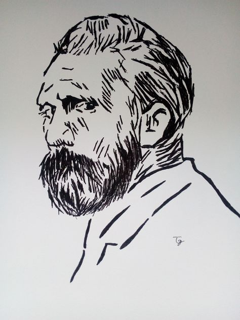 Sketch Drawing from Vincent van Gogh Fineliner on A4 drawing Paper. Van Gogh Sketches, Van Gogh Drawings, Perspective Art, Drawing Paper, Papel Mache, Vincent Van, Sketch Drawing, Vincent Van Gogh, Van Gogh