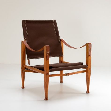 Kaare Klint Safari Chair, Safari Chair, Kaare Klint, Brown Canvas, Vintage Design, Denmark, Vintage Designs, Outdoor Chairs, Accent Chairs