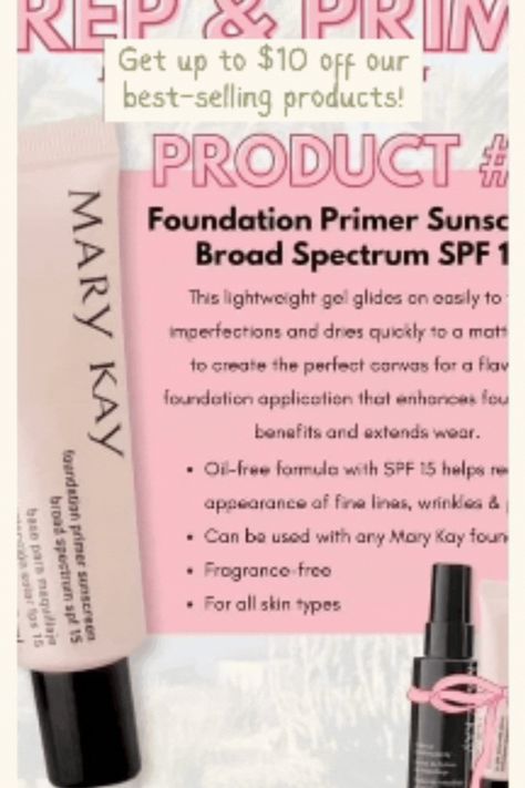 🎉🎉🎉 FLASH SALE ALERT 🎉🎉🎉  Get your hands on the Mary Kay Prep & Prime set for a limited time only! This amazing set includes our Foundation Primer, your choice of CC Cream, and a Finishing Spray - a $62 retail value for just $52!    Hurry, this deal is only available today and tomorrow! Don't miss out on this incredible offer. Use code prime to secure your set now! 💖💄 Mary Kay Foundation Primer, Mary Kay Foundation, Sunscreen Oil, Foundation Application, Foundation Primer, Finishing Spray, Spf 15, Cc Cream, Limited Time