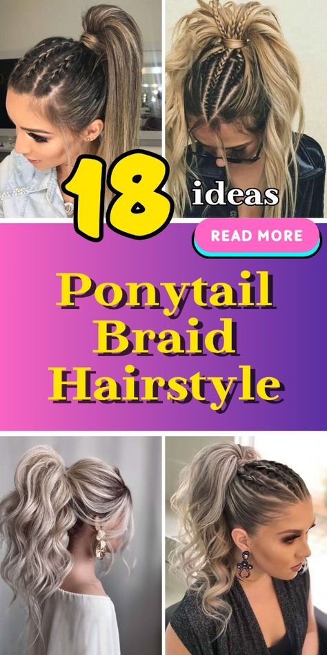 Discover ponytail braid hairstyles that blend chic and cute. Whether it's a bold black women's style, adorable kids' braids, or a bridal hairdo, our guide covers it all. Get inspired by our selection of hairstyles that promise to turn heads at any occasion Cheer Mom Hairstyles, Competition Hair Cheerleading, Ponytail Updo With Braid, Braided Hairstyles With Ponytail, Braids And Ponytail Hairstyles, Braids With Ponytail Hairstyles, Braid To Ponytail Hairstyles, Big Bubble Braids, Martial Arts Hairstyles