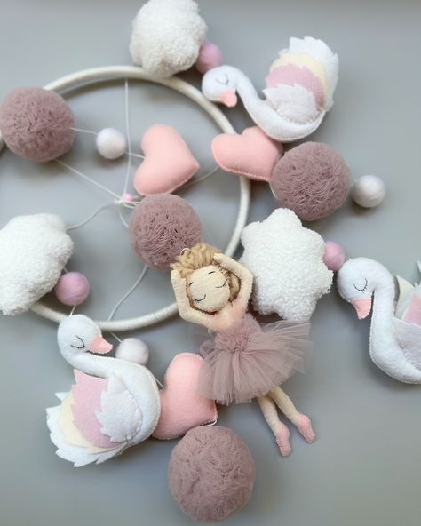 Crib mobile girl with ballerina and swans Crib Mobile Girl, Ballerina Nursery, Nursery Baby Girl, Mobile Girl, Mobile Hanging, Mobile Nursery, Crib Mobile