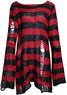 Rock Star Outfit Women, Halloween Outfits Casual, Striped Oversized Sweater, Movie Star Dress, Rock Star Outfit, Red And Black Shirt, Oversized Striped Sweater, Couples Halloween Outfits, Dress Tops